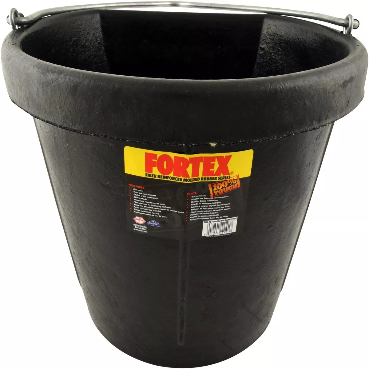 Fortex Rubber Flat-Back Bucket, 18 Quart