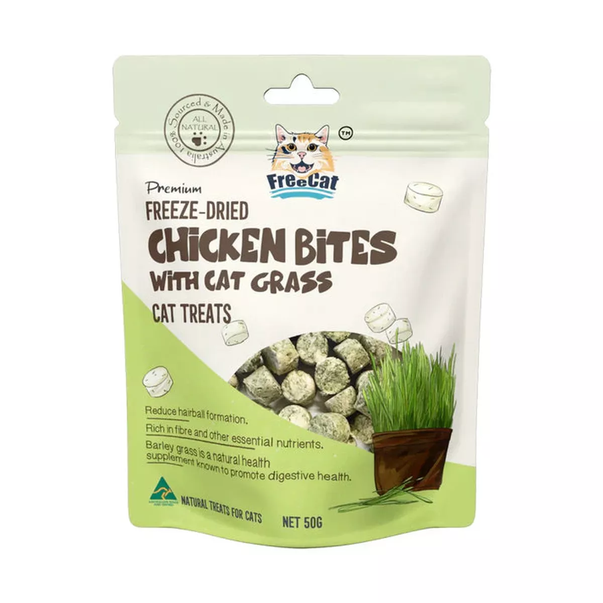 Freecat - Freeze Dried Chicken Bites with Cat Grass 50g