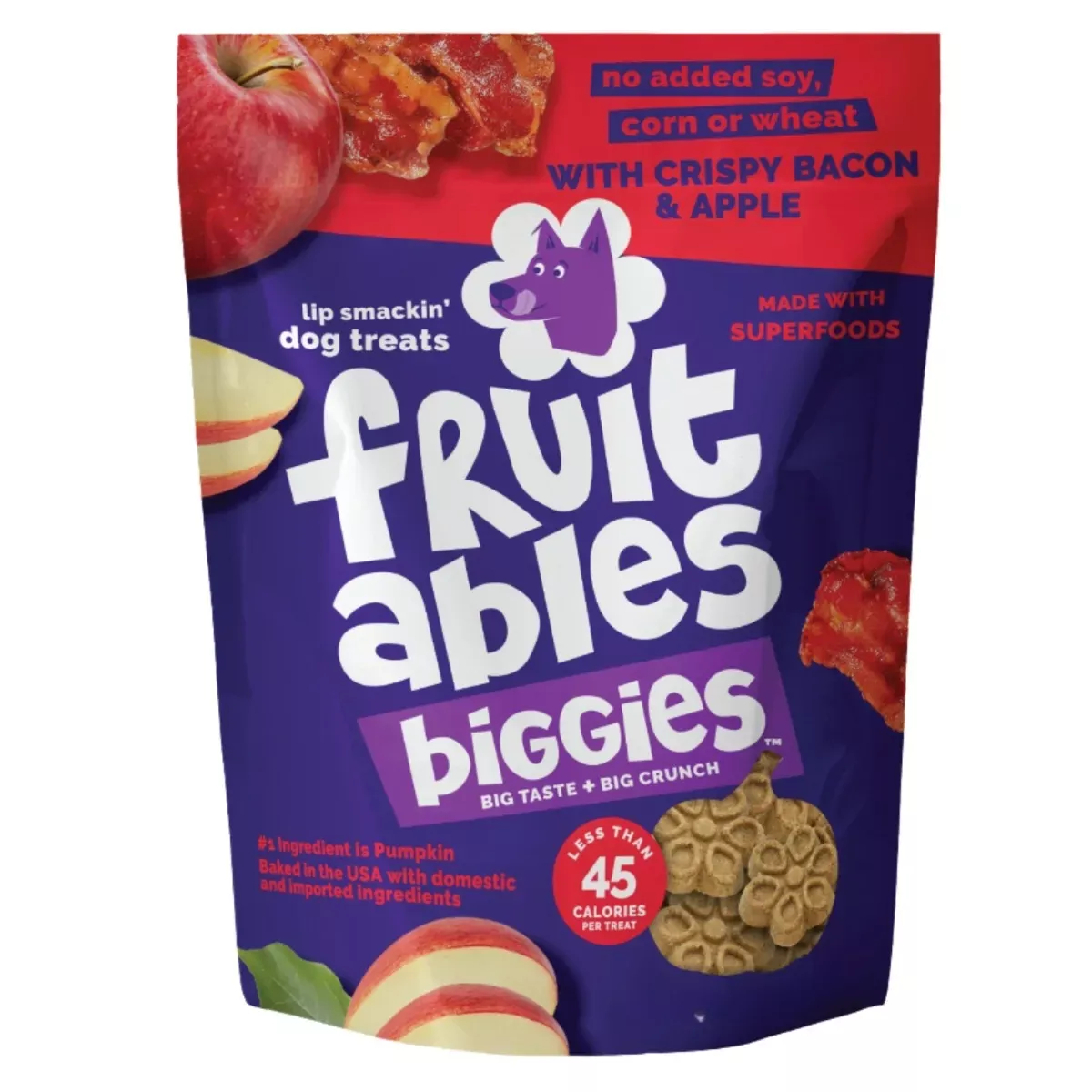 Fruitables Biggies Dog Treats - Crispy Bacon & Apple Flavour