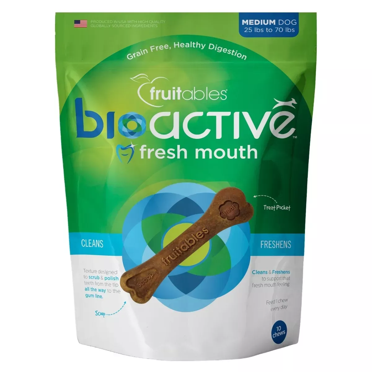 Fruitables Bioactive Fresh Mouth Dental Dog Treats - Medium