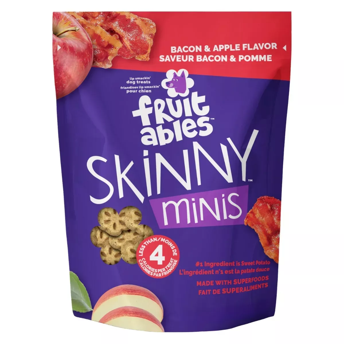 Fruitables Skinny Minis Dog Treats - Bacon & Apple Flavour