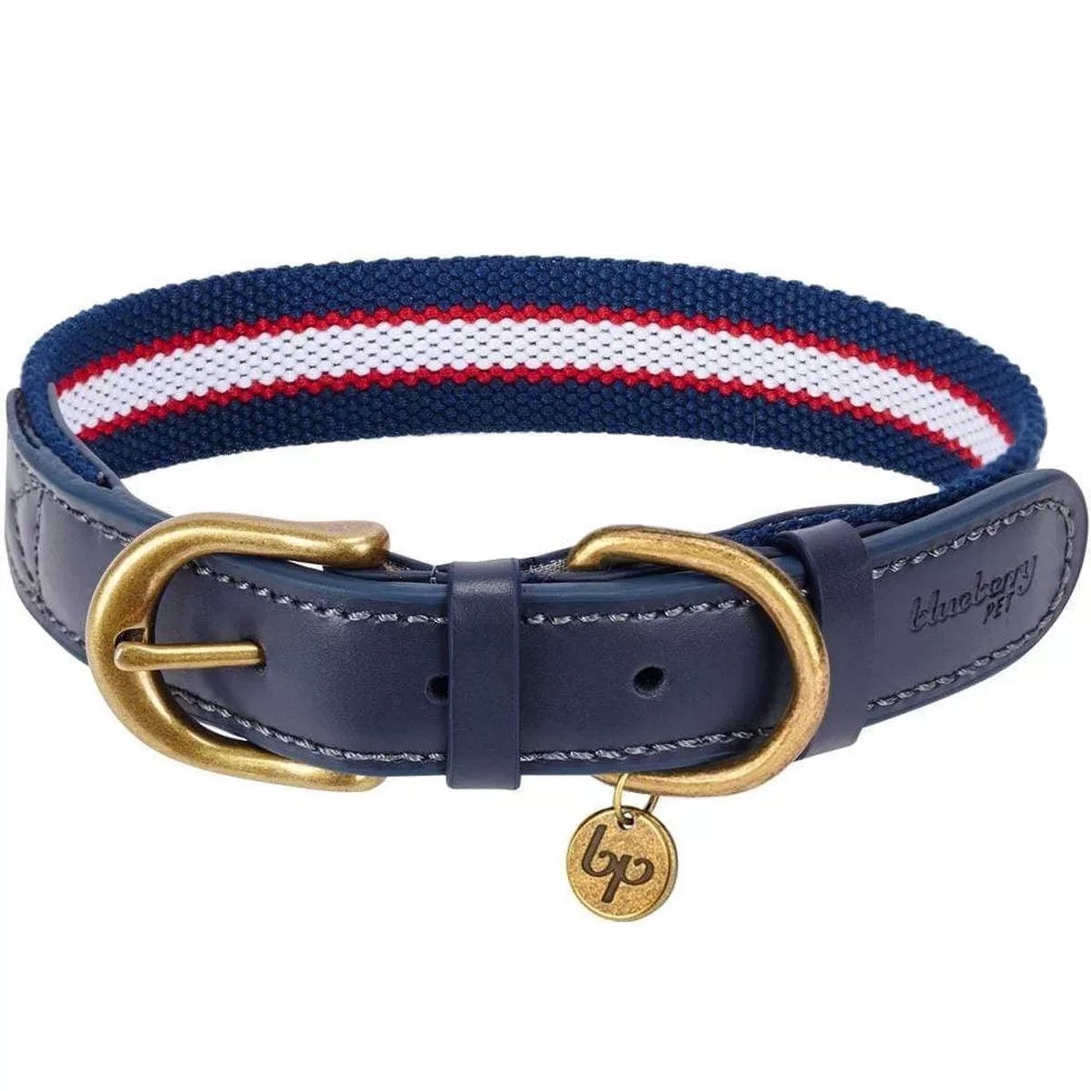 Full Grain Leather And Polyester Dog Collar For Stylish Pets