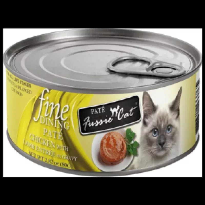 Fussie Cat Fine Dining Pate Chicken with Lamb Entree in Gravy Wet Cat Food, 2.82-oz