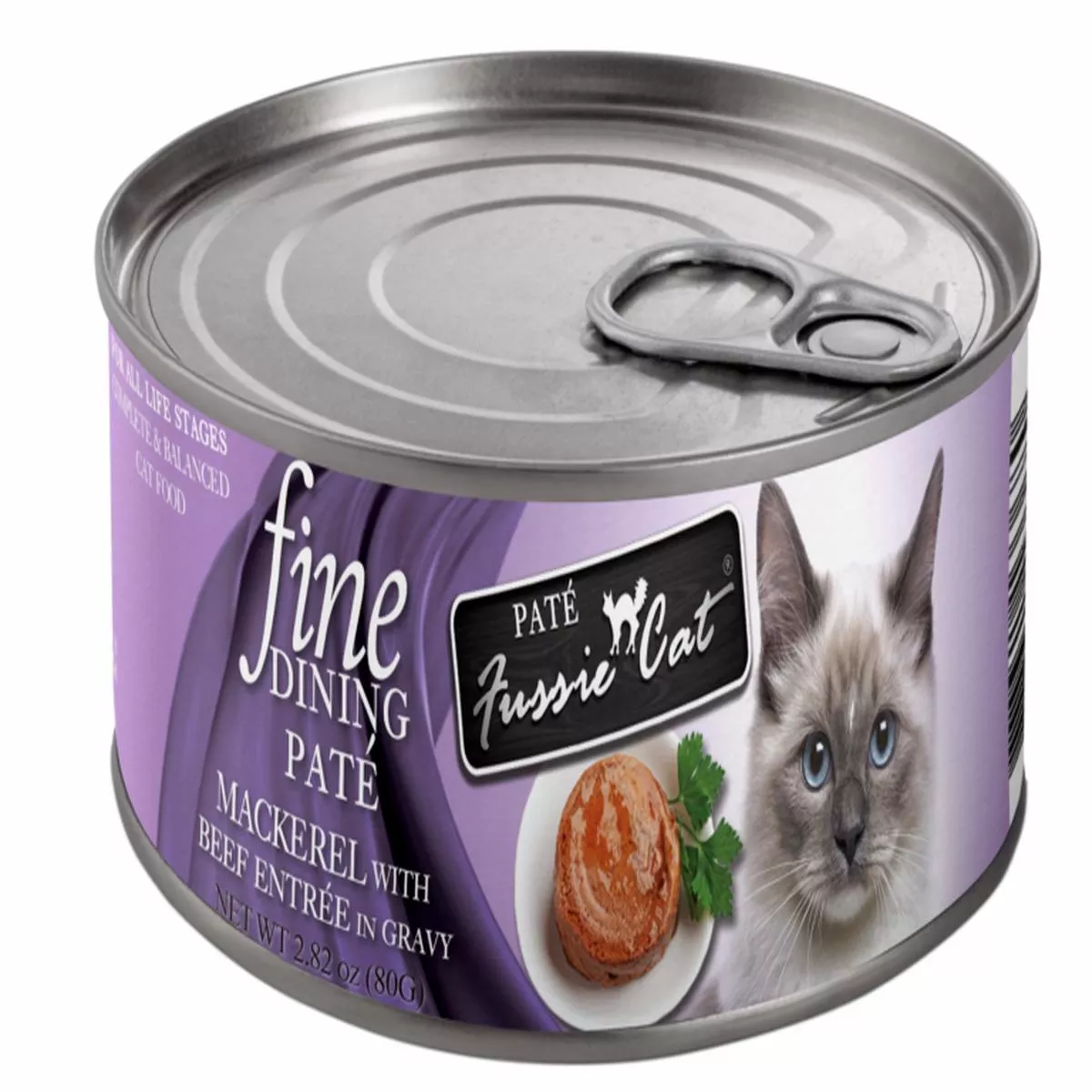 Fussie Cat Fine Dining – Pate – Mackerel with Beef Entree in Gravy Canned Cat Food