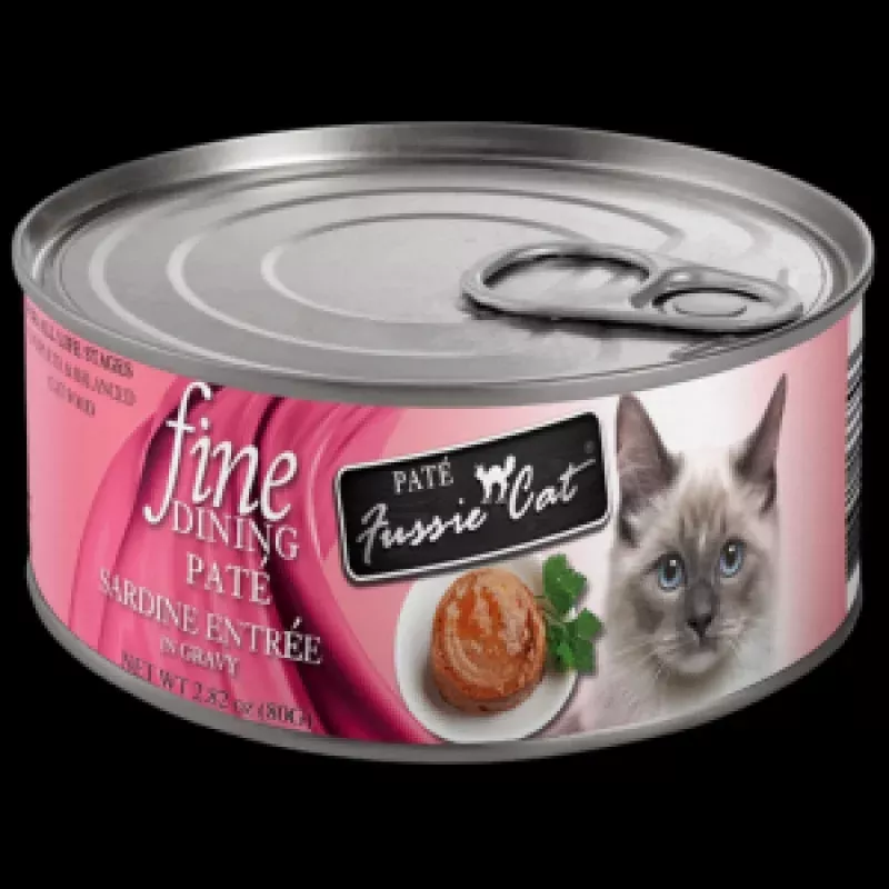 Fussie Cat Fine Dining Pate Sardine Entree in Gravy Wet Cat Food, 2.82-oz