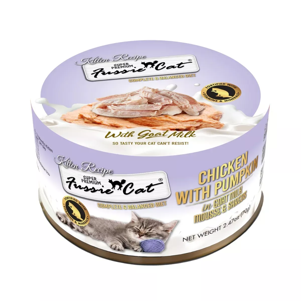 Fussie Cat Goat Milk Mousse & Shreds Wet Kitten Food - Chicken with Pumpkin