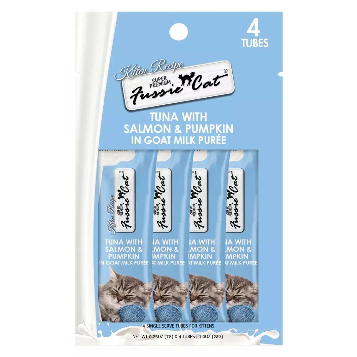 Fussie Cat Goat Milk Purée Kitten Treats - Tuna with Salmon & Pumpkin