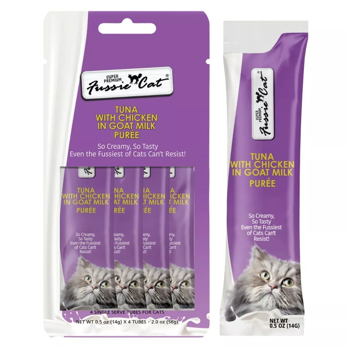 Fussie Cat Goat Milk Purée Treats - Tuna with Chicken
