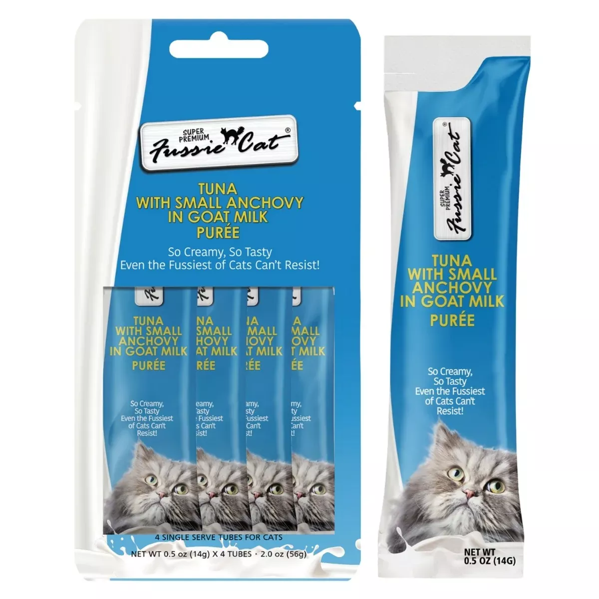 Fussie Cat Goat Milk Purée Treats - Tuna with Small Anchovy