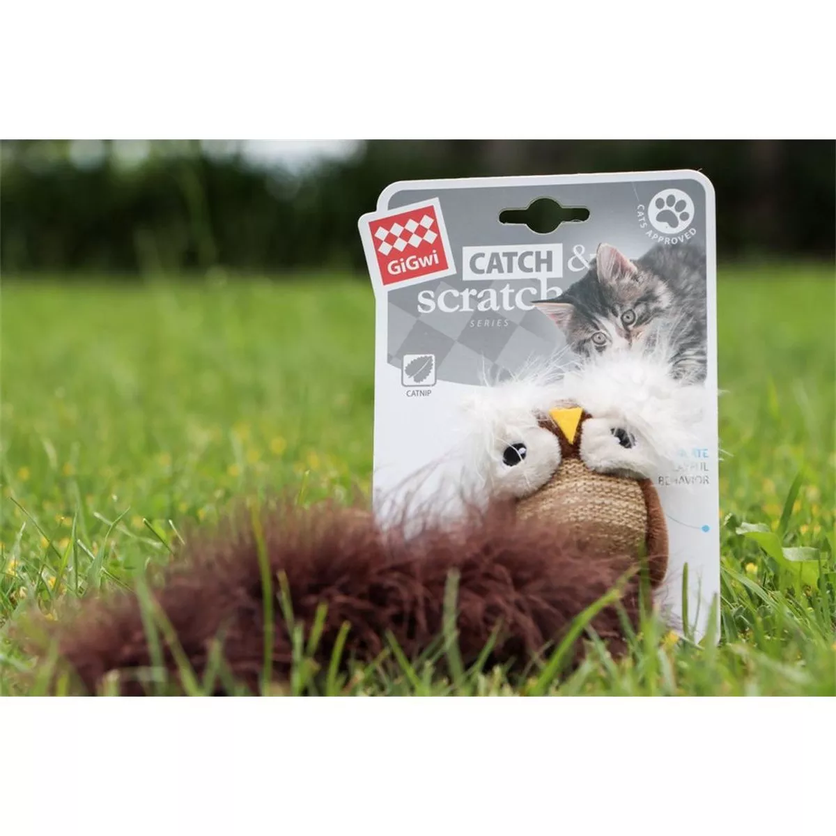 GIGWI Cat Toy - CATCH 'N' SCRATCH ECO OWL