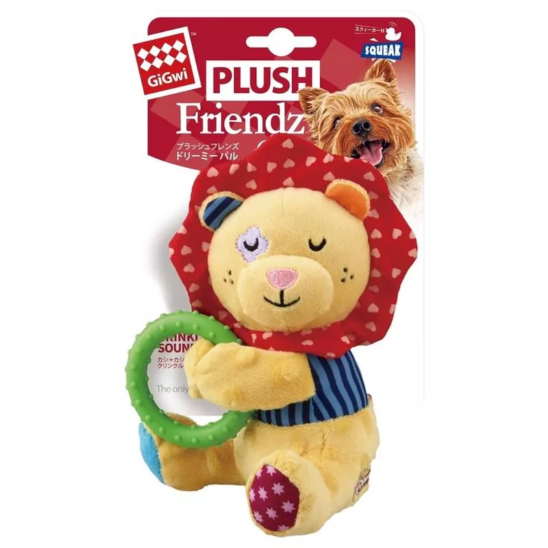 Gigwi – Lion Plush Friendz with Squeaker & TPR Ring