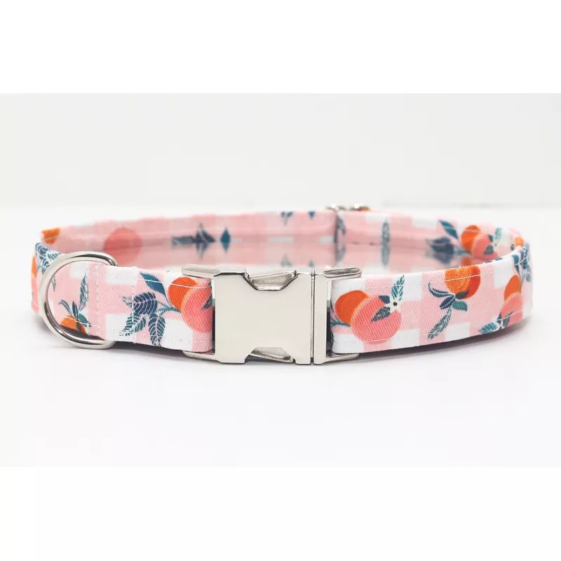 Gingham Peaches Dog Collar