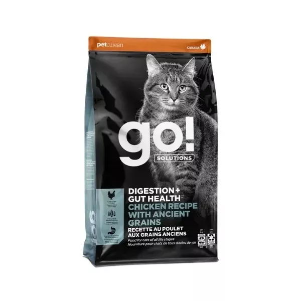 Go! Solutions Digestion & Gut Health Dry Food for Adult Cats - Chicken with Ancient Grains Recipe