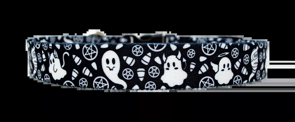 Goth Ghosties Black and White Dog Collar