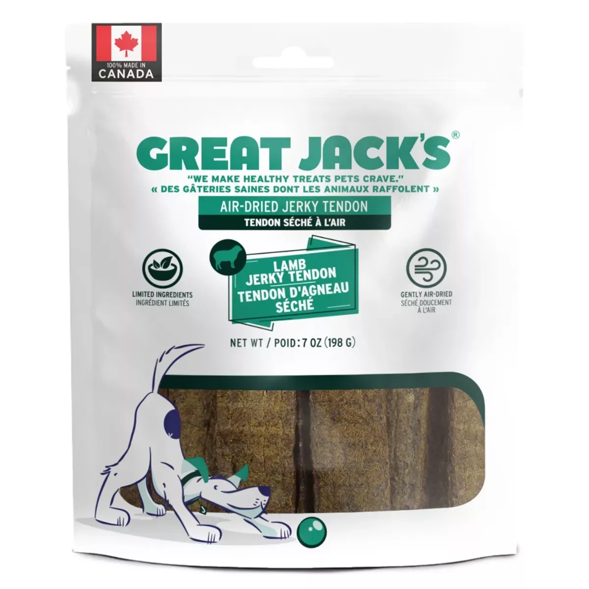 Great Jack's Air-Dried Jerky Tendon Dog Treats - Lamb