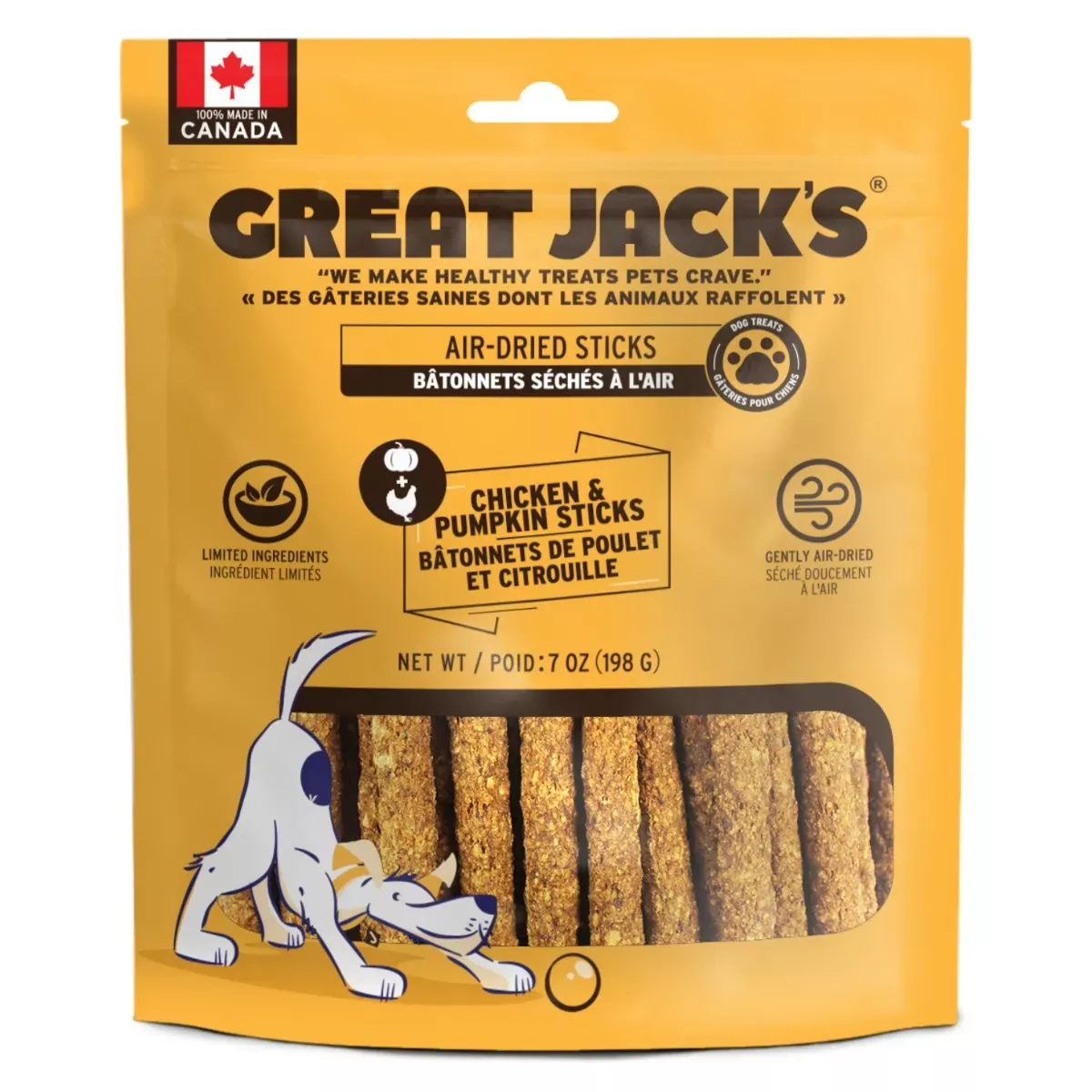 Great Jack's Air-Dried Sticks Dog Treats - Chicken & Pumpkin