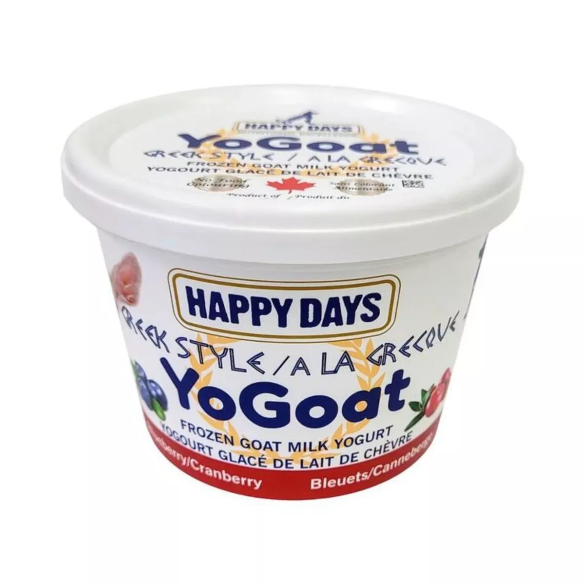 Happy Days YoGoat Greek Style Frozen Goat Milk Yogurt - Blueberry & Cranberry