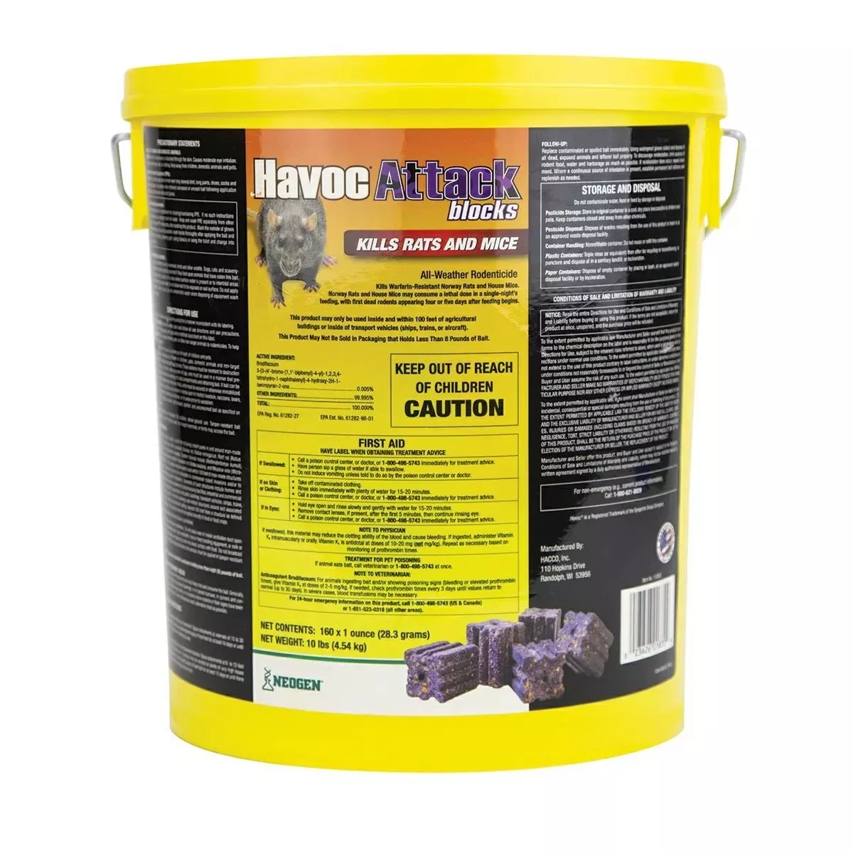 Havoc Attack Rodenticide Blocks – 10 lb Bucket