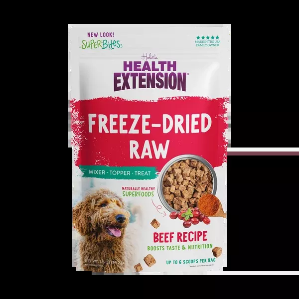 Health Extension Super Bites Freeze-Dried Raw Beef Recipe Meal Mixer for Dogs
