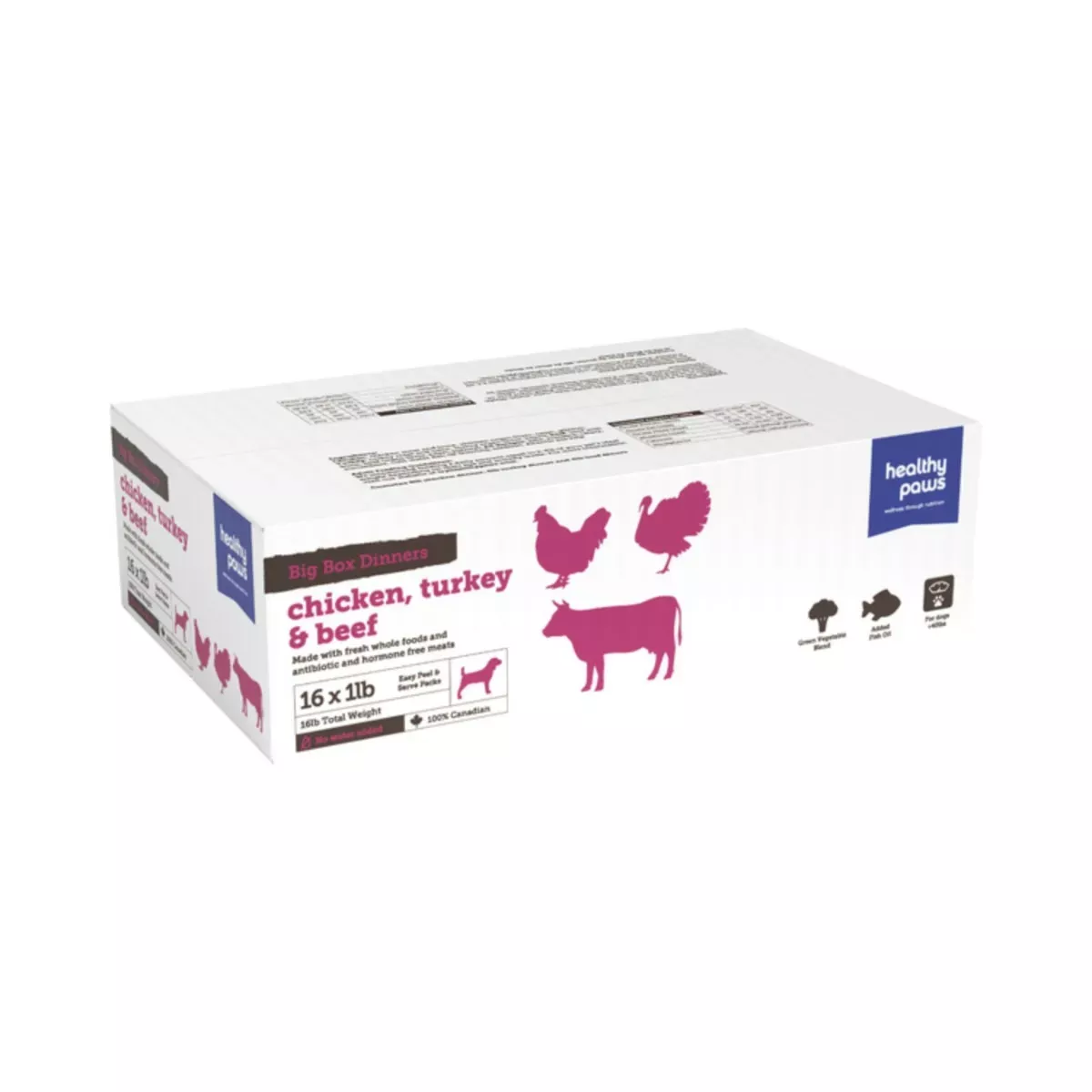 Healthy Paws Big Box Dinners for Dogs - Chicken, Turkey & Beef