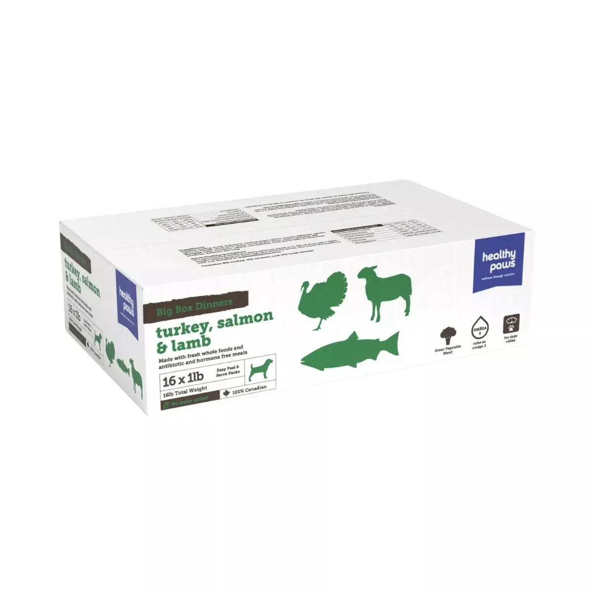 Healthy Paws Big Box Dinners for Dogs - Turkey, Salmon & Lamb