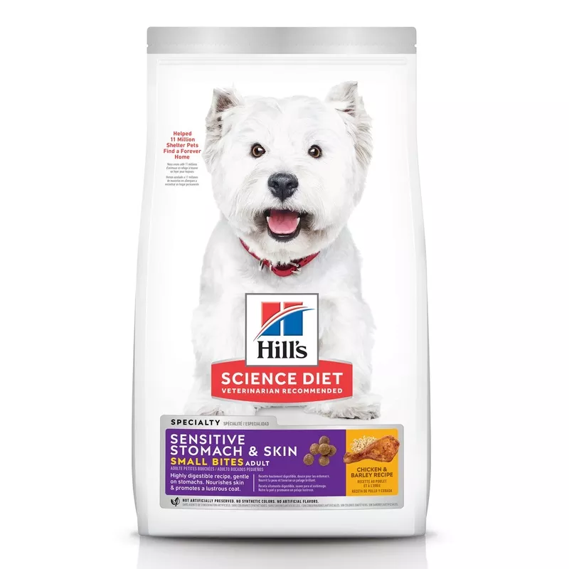 Hill’s Science Diet Adult Sensitive Stomach & Skin Small Bites Chicken Recipe Dry Dog Food, 15 lbs., Bag