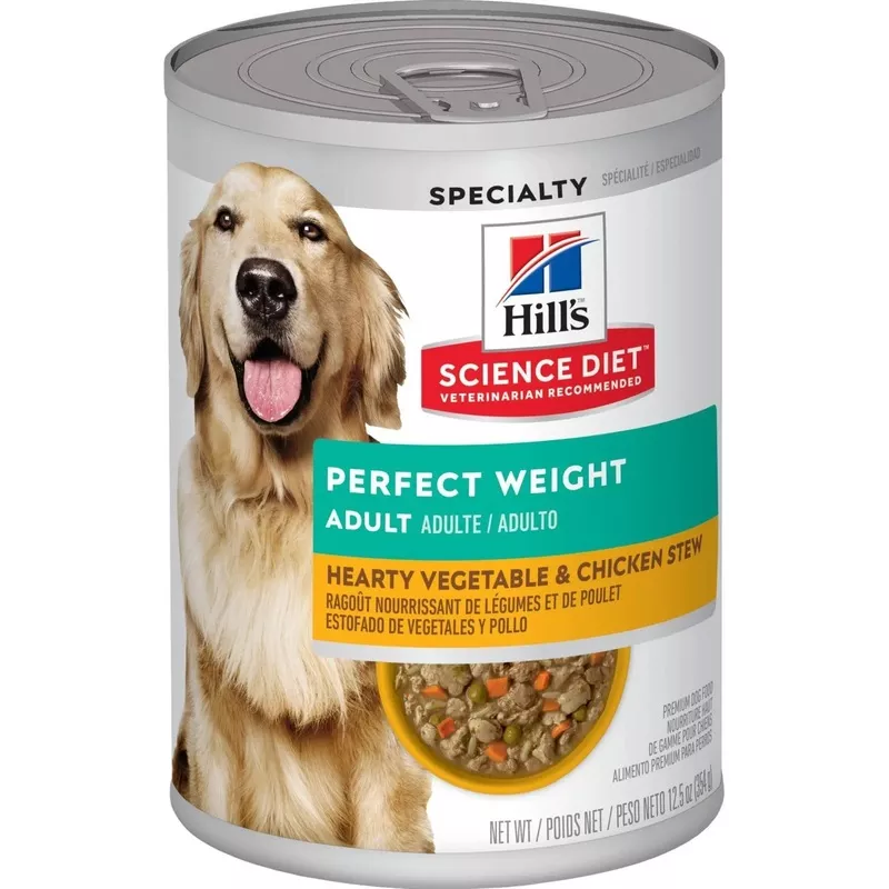Hill’s Science DietAdult Perfect WeightHearty Vegetable & Chicken Stew, Wet Dog Food, 12.5-oz Case of 12