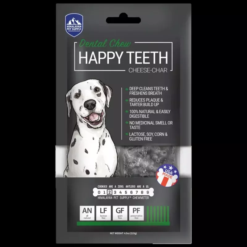 Himalayan Happy Teeth Cheese-Char Dental Chew Dog Treat, 4-oz