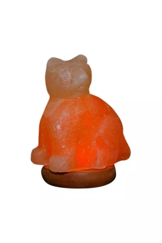 Himalayan Rock Salt Mini Cat Lamp 2lbs Bk/Wh