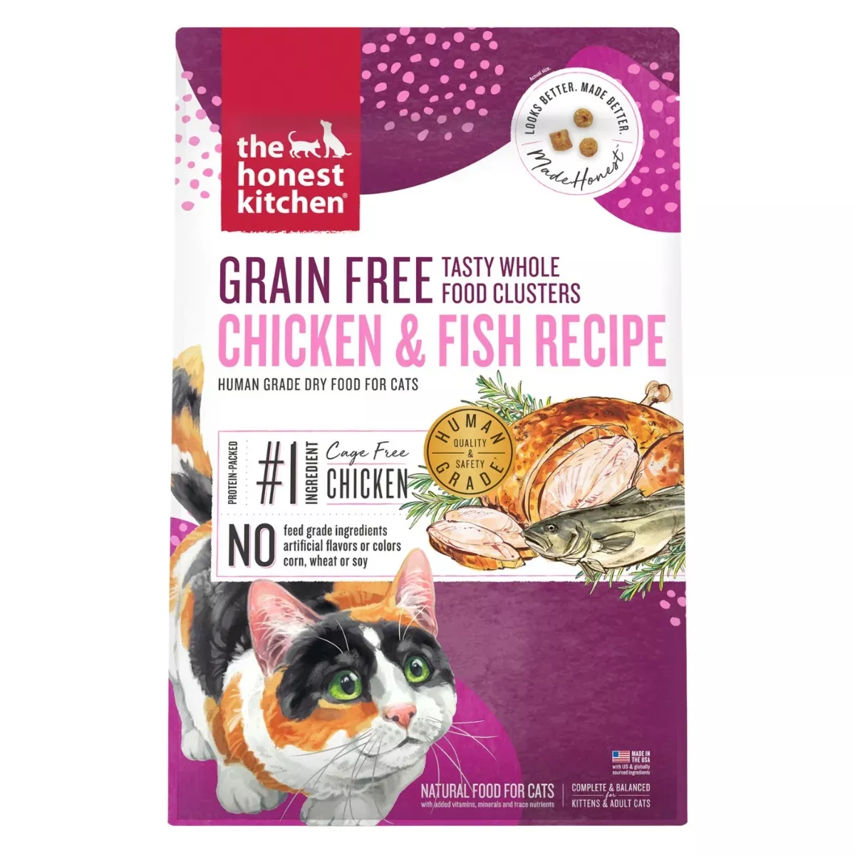 The Honest Kitchen Grain-Free Tasty Whole Food Clusters For Cats - Chicken & Fish Recipe