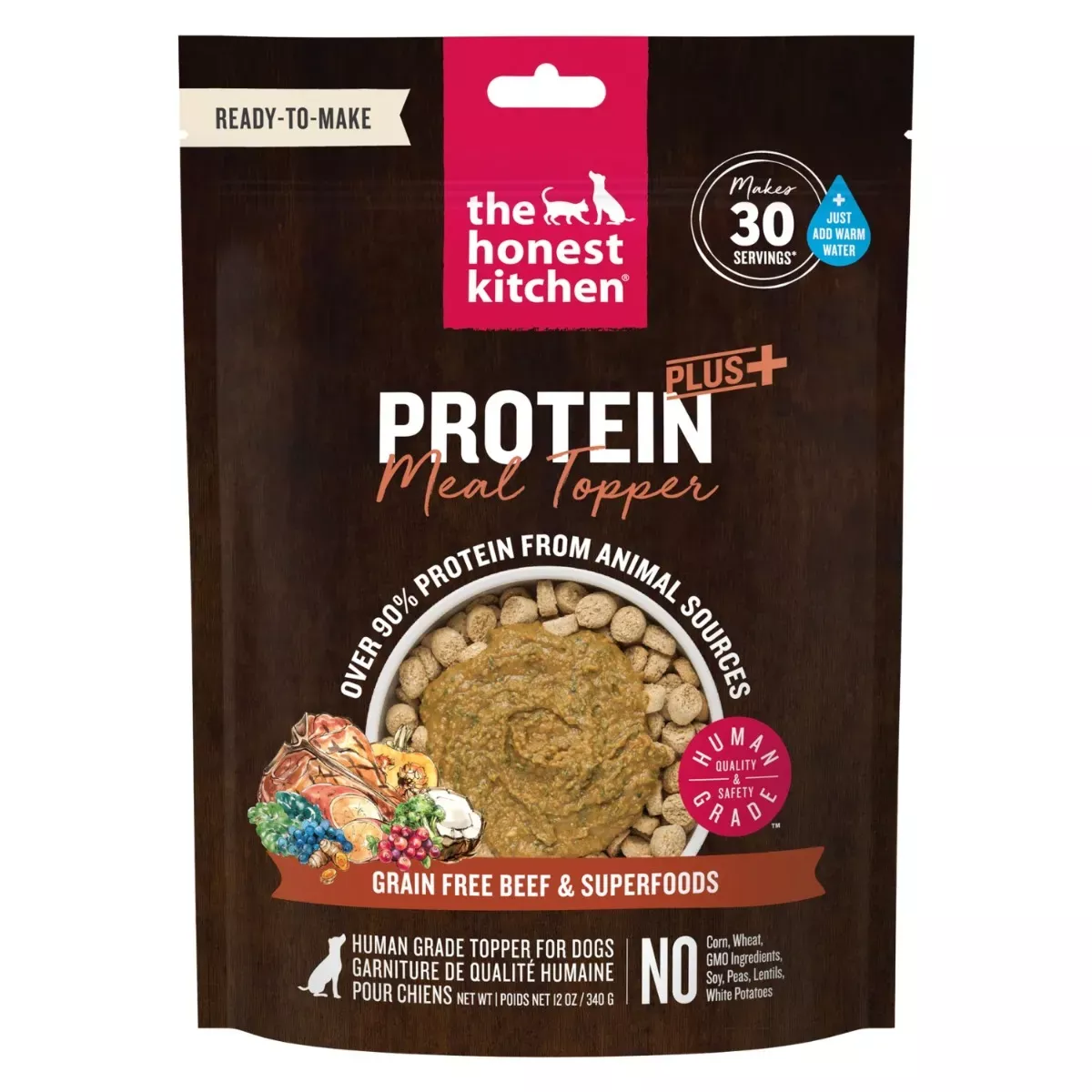The Honest Kitchen Protein Plus Meal Topper for Dogs - Beef & Superfoods