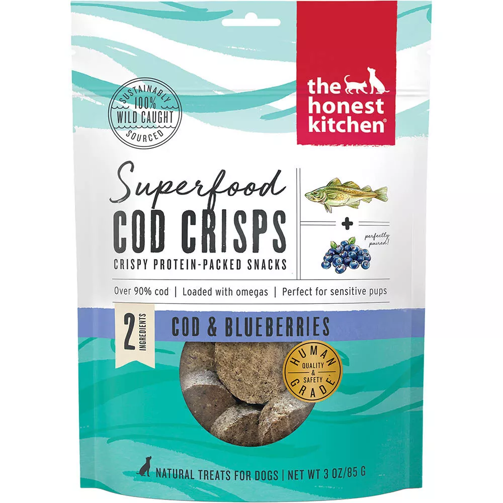 The Honest Kitchen, Superfood Cod Crisps, Cod & Blueberry - Dog Treat