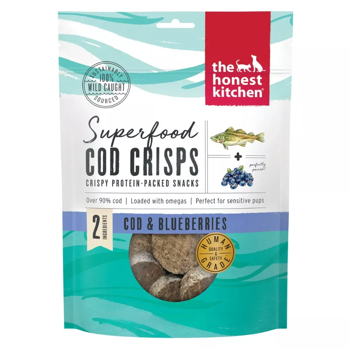 The Honest Kitchen Superfood Cod Crisps Treats for Dogs - Cod & Blueberries