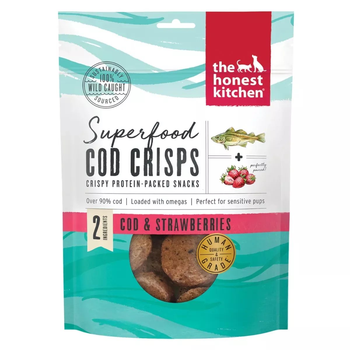 The Honest Kitchen Superfood Cod Crisps Treats for Dogs - Cod & Strawberries