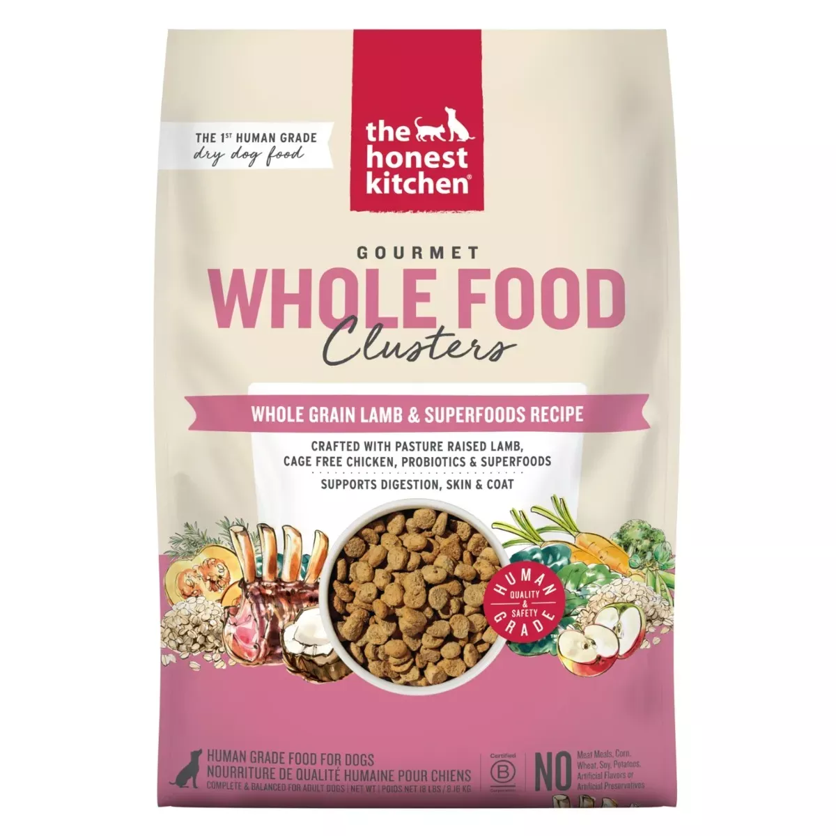The Honest Kitchen Whole Food Whole Grain Clusters for Dogs - Lamb & Superfoods Recipe