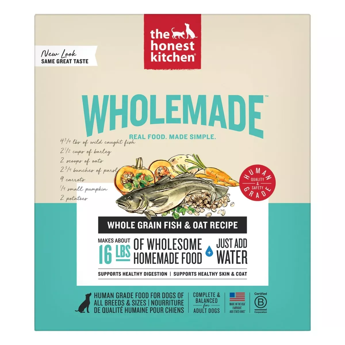 The Honest Kitchen Wholemade Whole Grain Dehydrated Food for Dogs - Fish & Oat Recipe