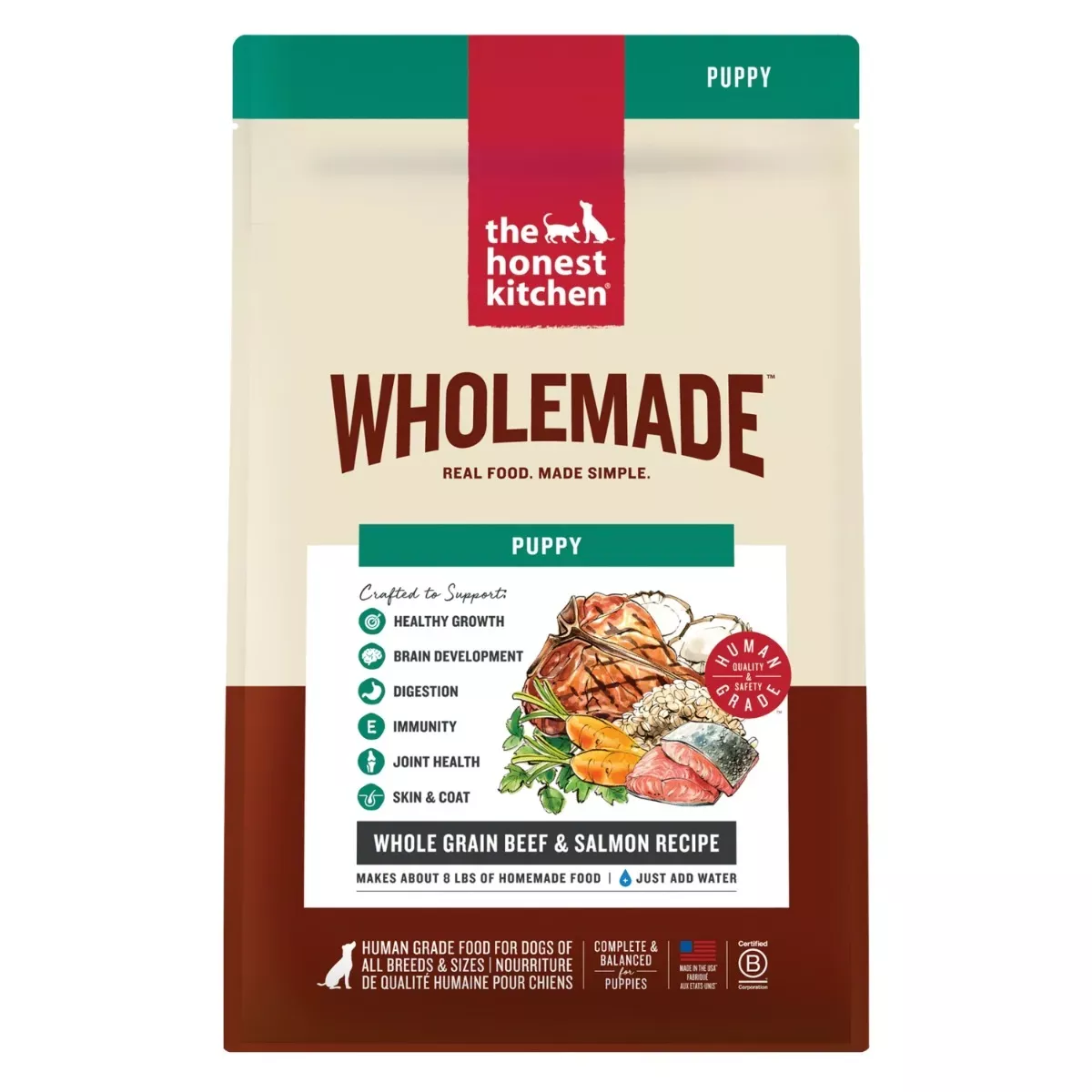 The Honest Kitchen Wholemade Whole Grain Dehydrated Food for Puppies - Beef & Salmon Recipe