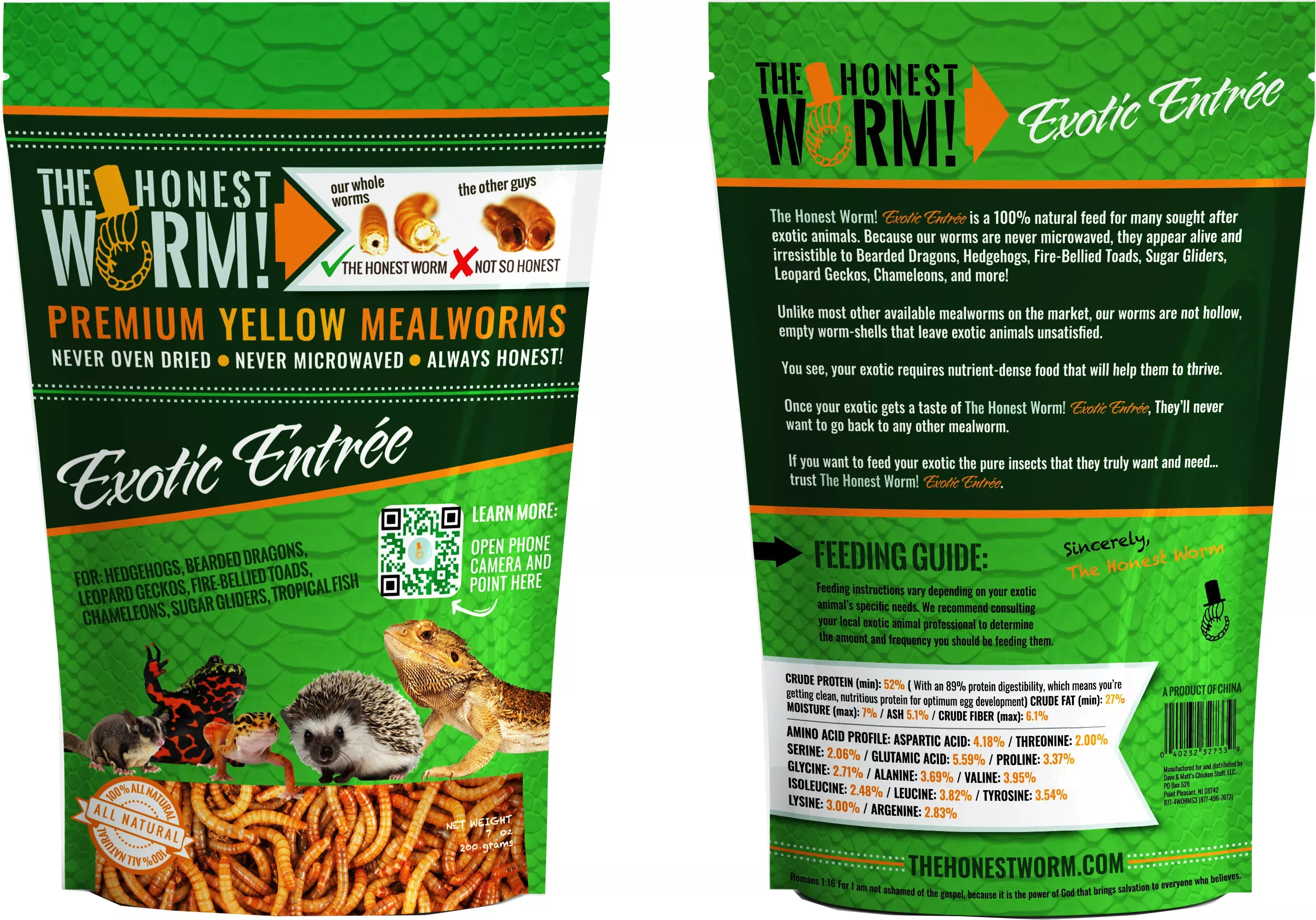 The Honest Worm! Exotic Entree Mealworms