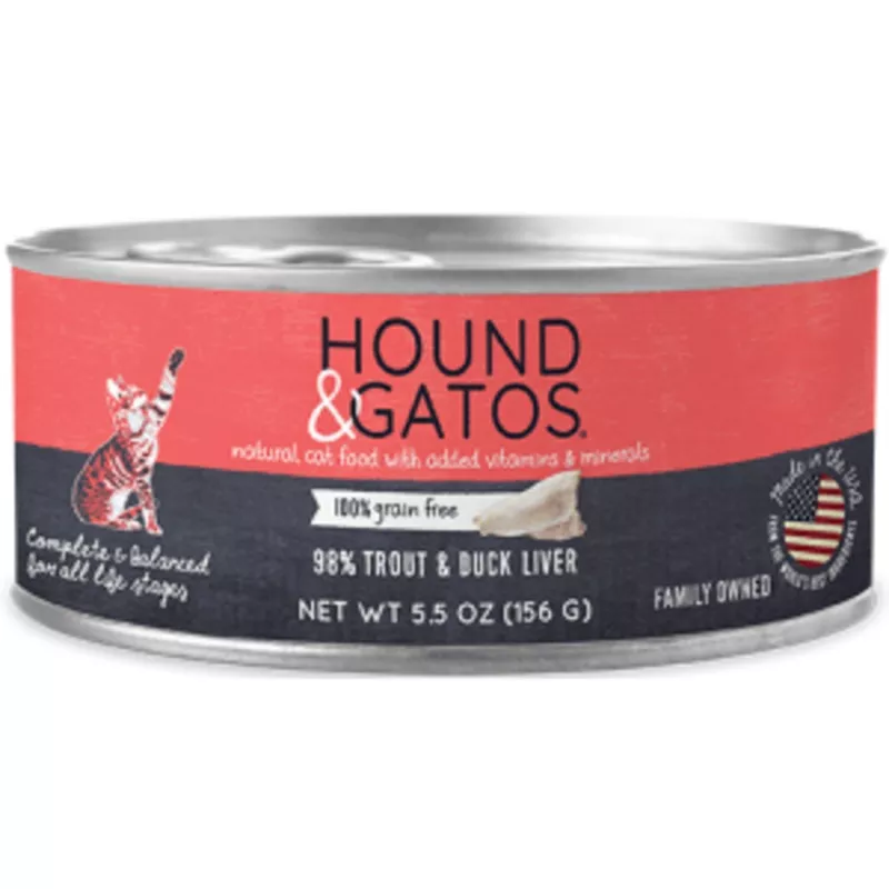 Hound & Gatos 98% Trout & Duck Liver Canned Cat Food 5.5oz