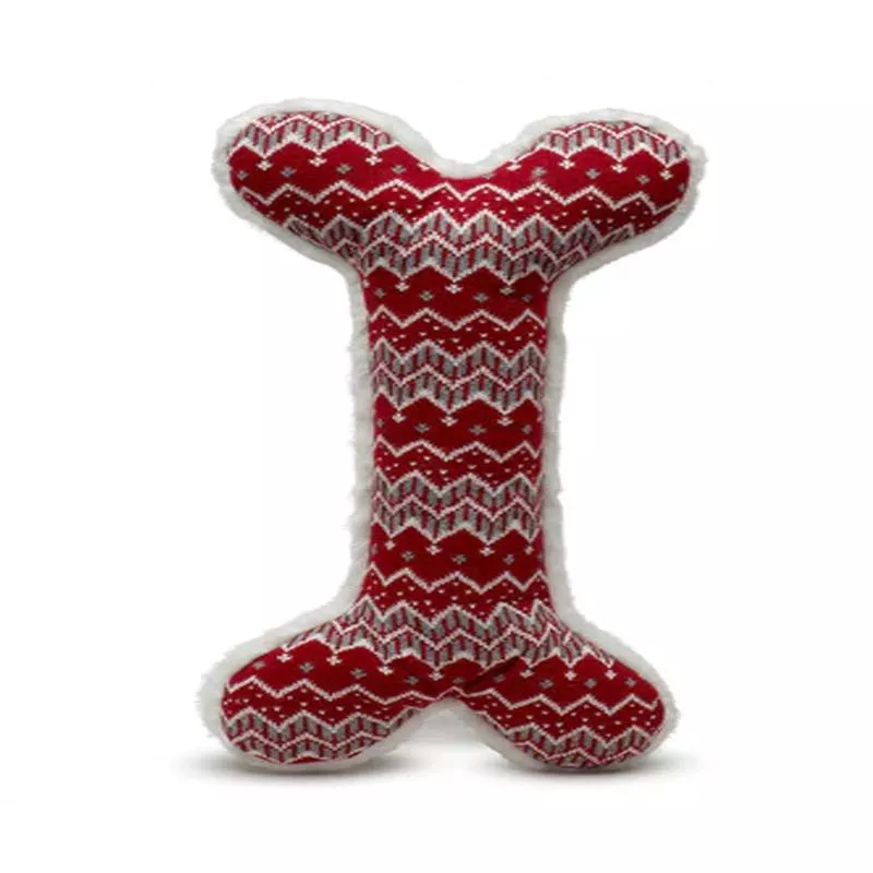Hugglehounds Holiday Nordic Frost Red Bone Dog Toy