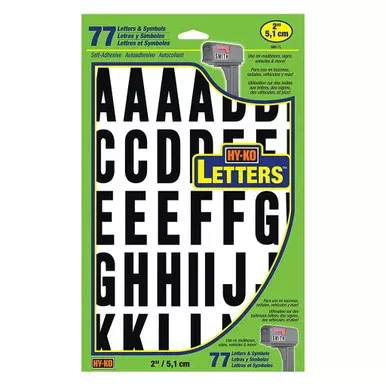 Hy-Ko Black/White Self-Stick Vinyl Adhesive Letter Set – 2″