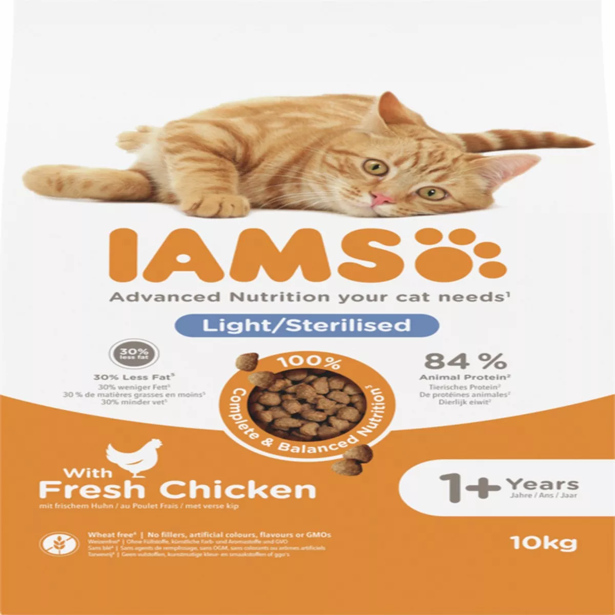 IAMS Advanced Nutrition Light/Sterilised Cat Food with Fresh Chicken 10kg