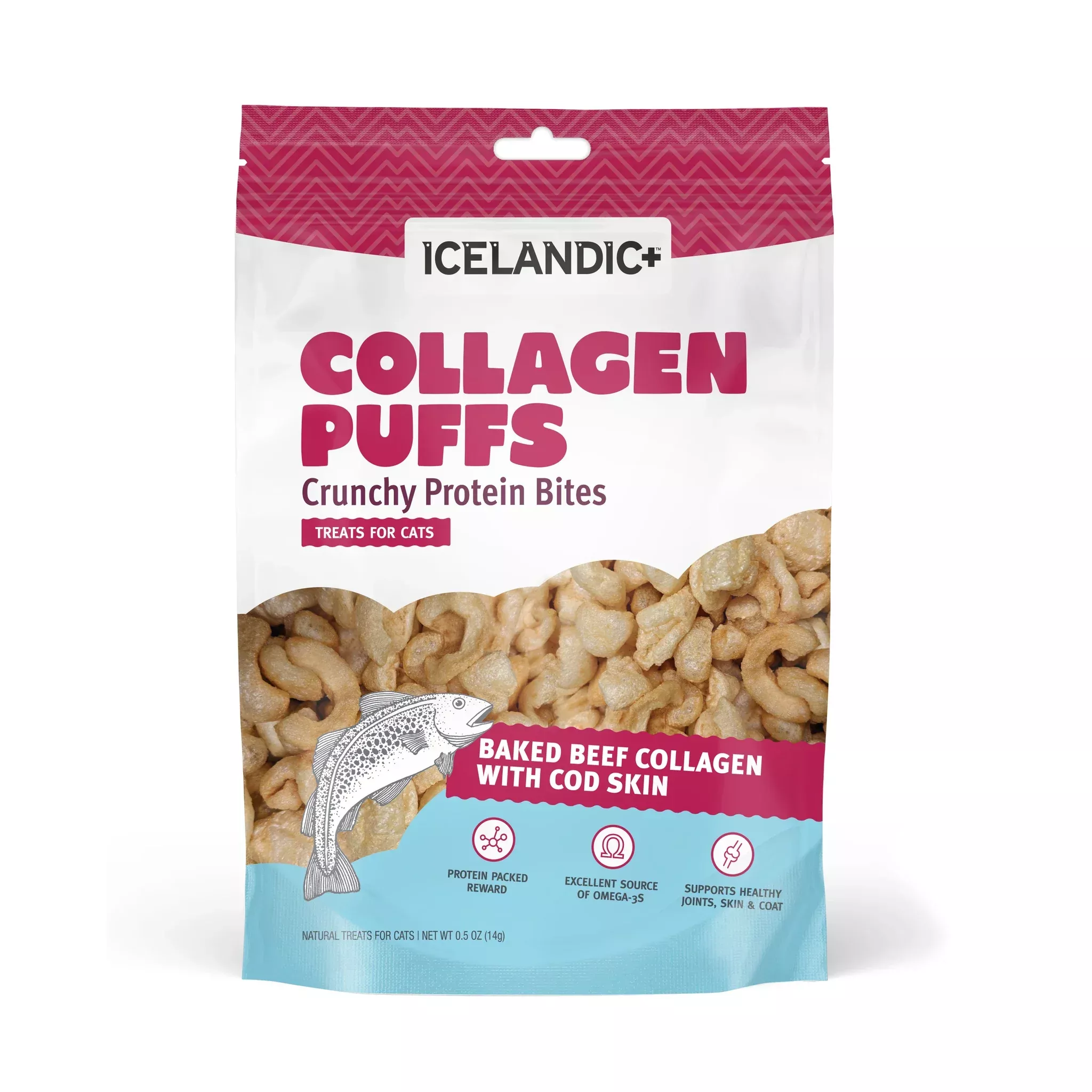 Icelandic Beef Collagen Puffs with fish for cats .5oz