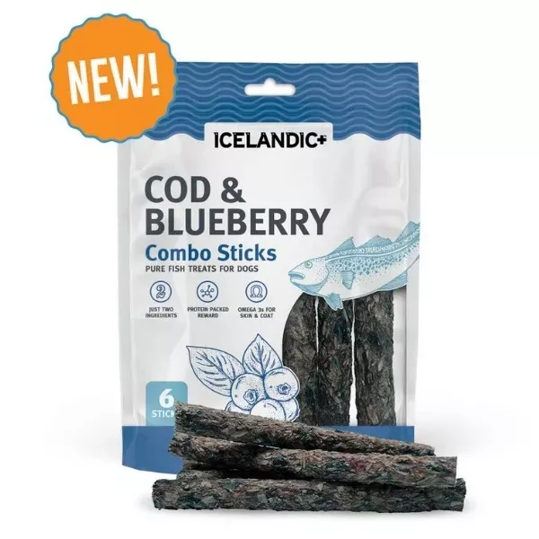 Icelandic+ Combo Sticks Dog Treats - Cod & Blueberry