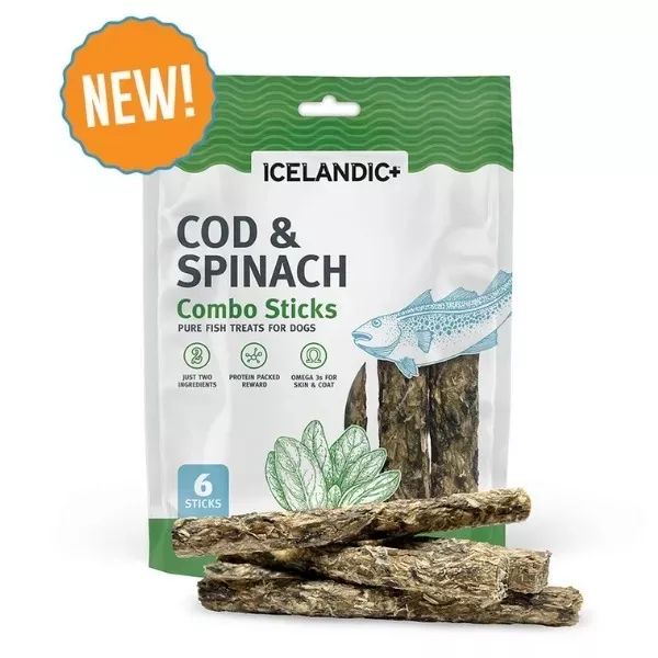 Icelandic+ Combo Sticks Dog Treats - Cod & Spinach