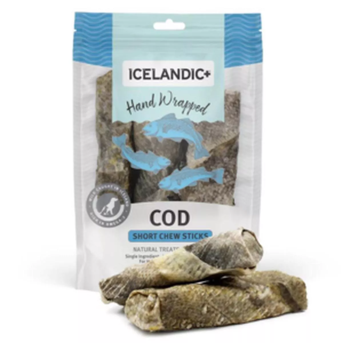 Icelandic+ Dehydrated Cod Skin 5" Hand Wrapped Dog Chew 3 Pack 2.8 oz