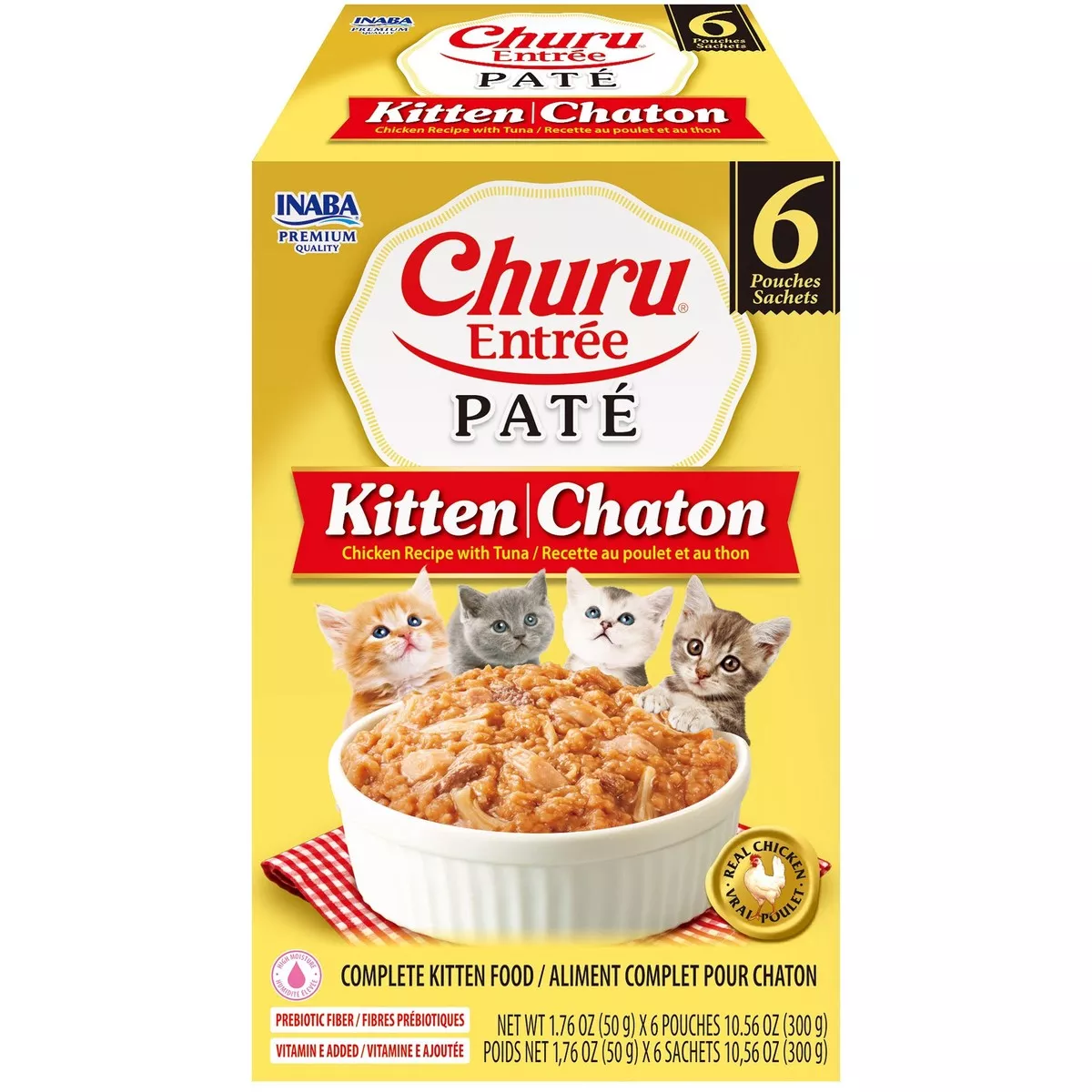 INABA Cat Complete and Balanced Wet Food Churu Entre Pate Chicken Recipe with Tuna For Kitten 50g