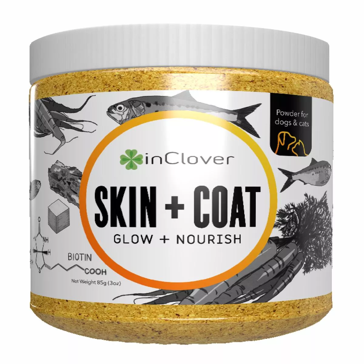 InClover Skin + Coat Supplement for Dogs + Cats (BioRadiant)