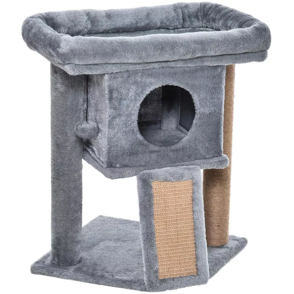 Indoor Cat House With Platform – Grey