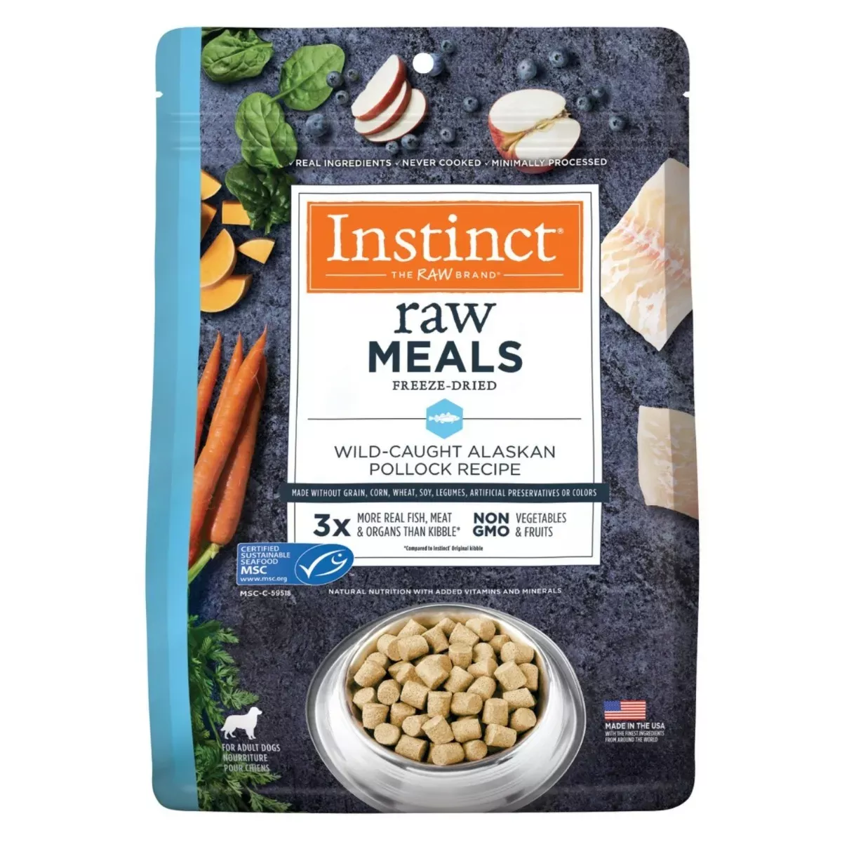 Instinct Raw Freeze-Dried Meals for Dogs - Wild-Caught Alaskan Pollock Recipe